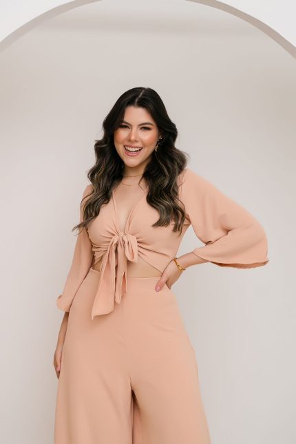Conjunto Calça Pantalona VS e Cropped Dani Nude_
