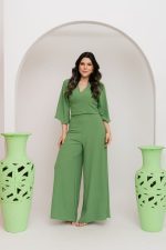 Conjunto Calça Pantalona VS e Cropped Dani Verde